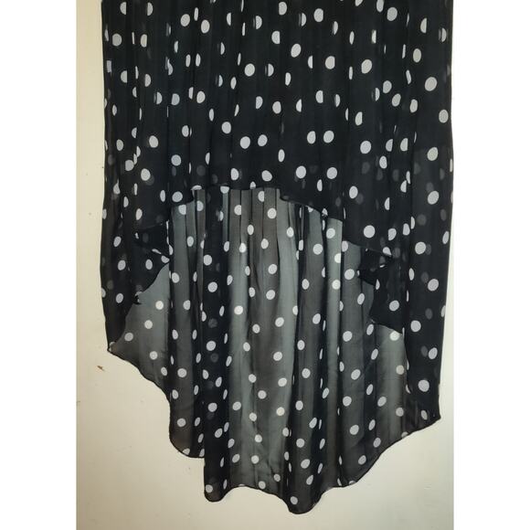 Charlotte Russe Polka Dot Skirt Sz S High Low Mini To Maxi Sheer Black NWT Lined - Picture 2 of 13